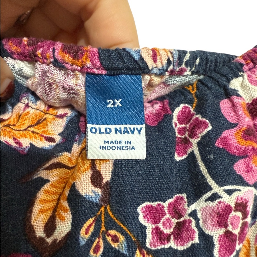 Old Navy Midi Cami Dress Size 2X Navy Pink Floral Pockets - Picture 11 of 12